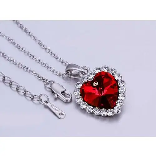 Komplet biżuterii rubinowe serduszka serce oceanu czerwone cyrkonie na prezent, 85198 s50 5