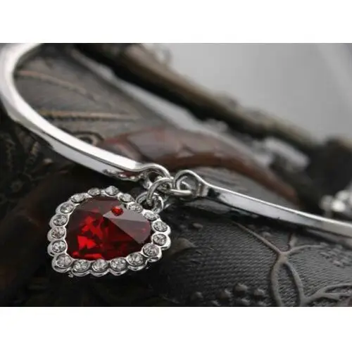 Komplet biżuterii rubinowe serduszka serce oceanu czerwone cyrkonie na prezent, 85198 s50 4