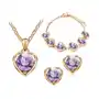 Komplet biżuterii serduszka z liliowymi cyrkoniami serca na prezent, 85191 s60 Sklep