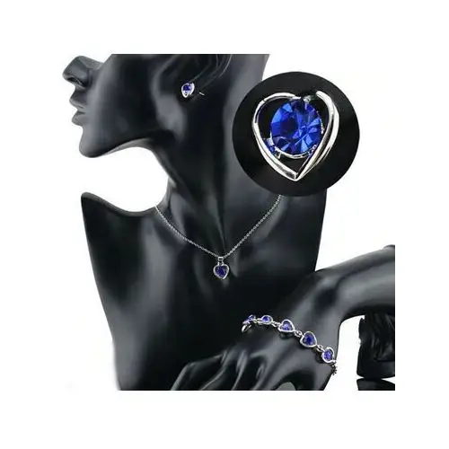 Komplet biżuterii serduszka z szafirowymi cyrkoniami serca Lovrin 2