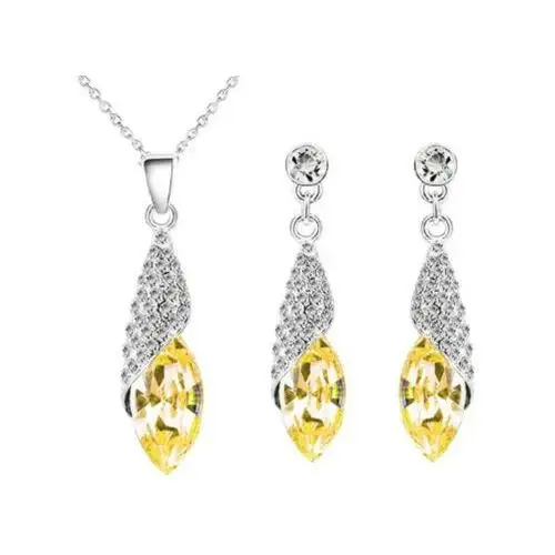 Komplet biżuterii szampańskie łezki eleganckie żółte krople na prezent