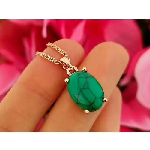 Komplet biżuterii z owalnym zielonymi kamieniem, 66456 2