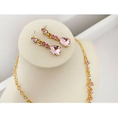 Komplet biżuterii zdobiony różowymi cyrkoniami 5