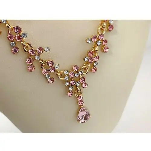 Komplet biżuterii zdobiony różowymi cyrkoniami 2