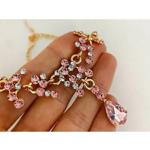 Komplet biżuterii zdobiony różowymi cyrkoniami 4