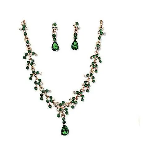 Komplet biżuterii zdobiony zielonymi cyrkoniami szmaragdowa kolia Lovrin