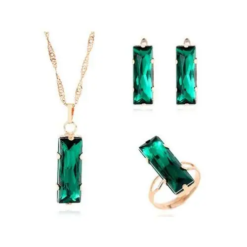 Lovrin Komplet biżuterii zielone kamienie na prezent