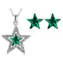 Komplet biżuterii zielone kryształowe gwiazdki butelkowa zieleń Sklep