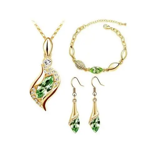 Lovrin Komplet biżuterii zielone łezki prezent