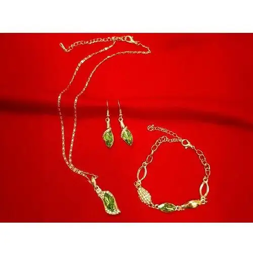 Lovrin Komplet biżuterii zielone łezki prezent 5