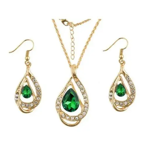 Komplet biżuterii zielone migdały prezent Lovrin