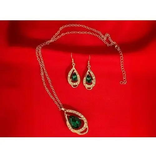 Komplet biżuterii zielone migdały prezent Lovrin 5