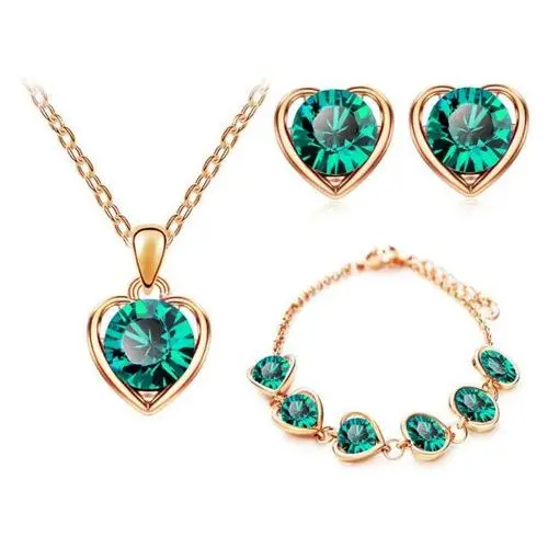 Komplet biżuterii zielone serduszka serca, 49569