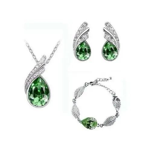 Komplet biżuterii zielone skrzydła na prezent, kolor zielony