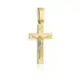 Krzyż złoty satynowy ze zdobieniem z ukrzyżowanym jezusem Lovrin Sklep