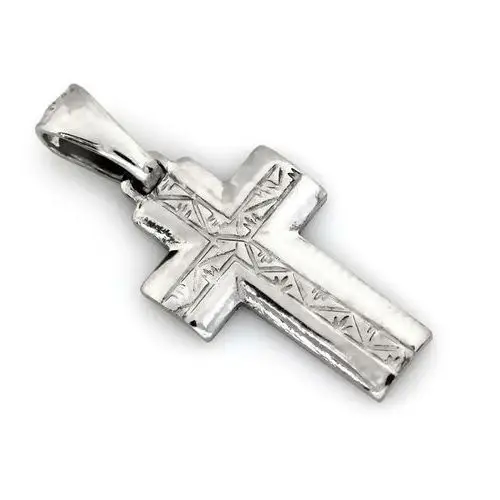 Krzyżyk srebrny zdobiony frezowany zawieszka na łańcuszek Lovrin
