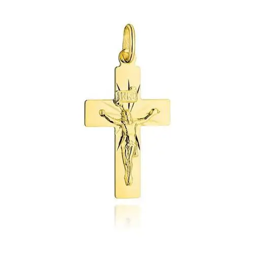 Lovrin Krzyżyk złoty z jezusem i diamentowanymi promieniami