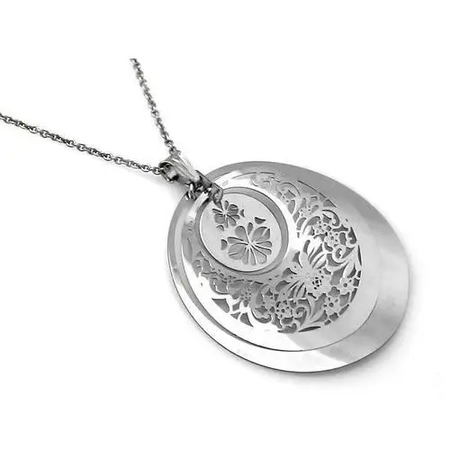 Łańcuszek srebrny z dużą zawieszką kwiatowy wzór, SNA_40_925