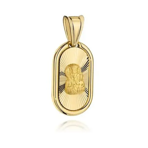 Medalik Matka Boska Częstochowska w diamentowanym owalu z gładką ramką, 5-9-M00056-2