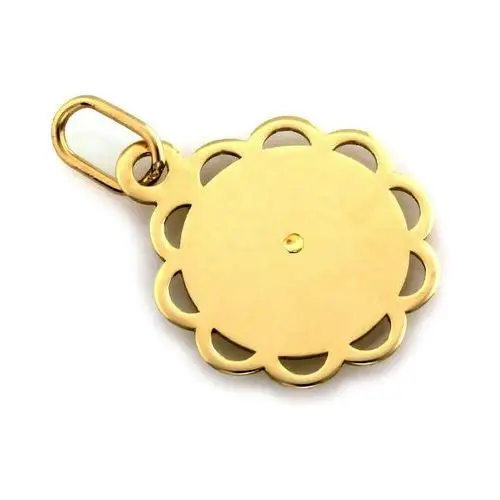 Medalik ze złota próby 585 okrągły kształt z ażurową koronką 14kt Matka Boska Częstochowska 2