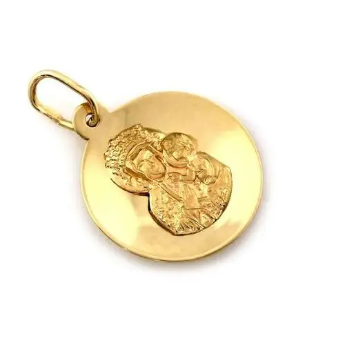 Medalik złota zawieszka okrągła z Matką Boską Częstochowską, ZA_5970A_585