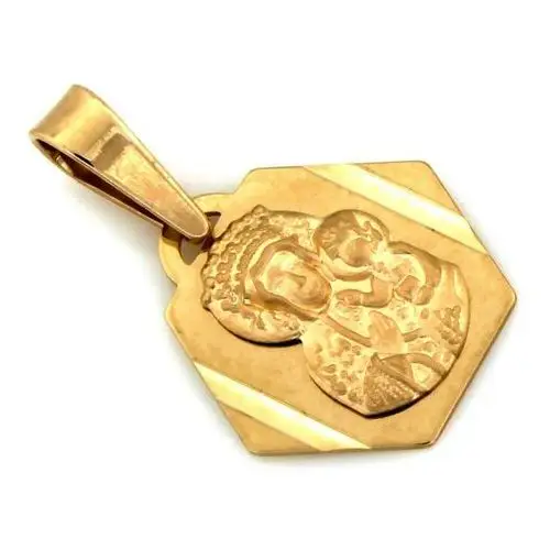 Medalik złoty 333 sześciokątny Matka Boska z Dzieciątkiem, ZA_7397_333