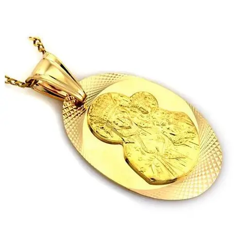 Medalik złoty duży owalny Matka Boska Częstochowska