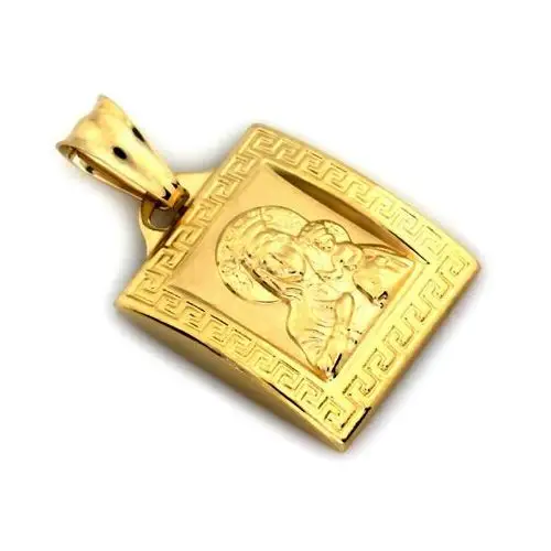 Lovrin Medalik złoty kwadratowy z matką boską częstochowską