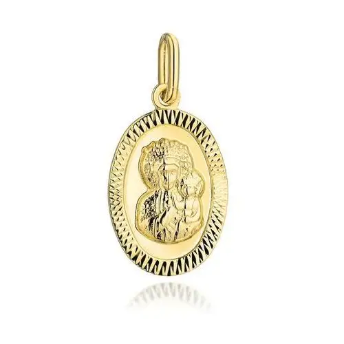 Medalik złoty matka boska częstochowska w owalu z diamentowaną oprawą Lovrin