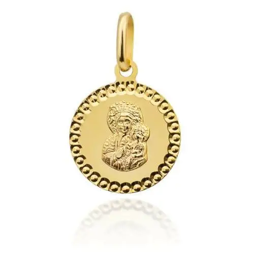 Medalik złoty matka boska częstochowska w ozdobnej oprawie Lovrin
