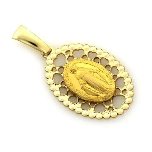 Medalik złoty Niepokalana w ażurowej oprawie, kolor żółty
