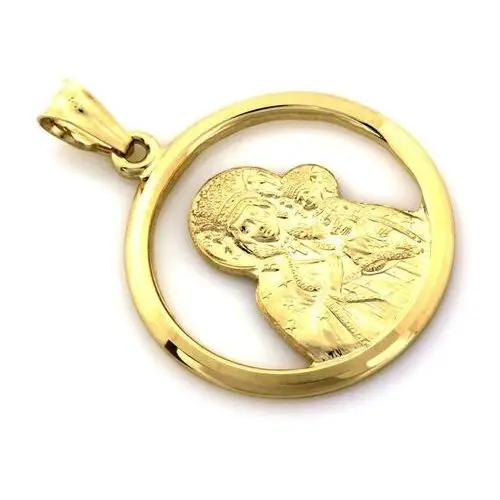 Medalik złoty okrągły duży Matka Boska Częstochowska, ZA_5826A_585
