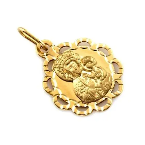 Medalik złoty z ażurową otoczką idealny dla dziewczynki 585 Matka Boska Częstochowska na prezent, ZA_6760A_585