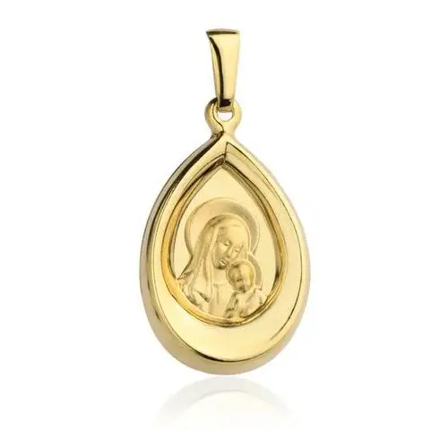 Medalik złoty z wizerunkiem matki boskiej z jezusem w łezce Lovrin