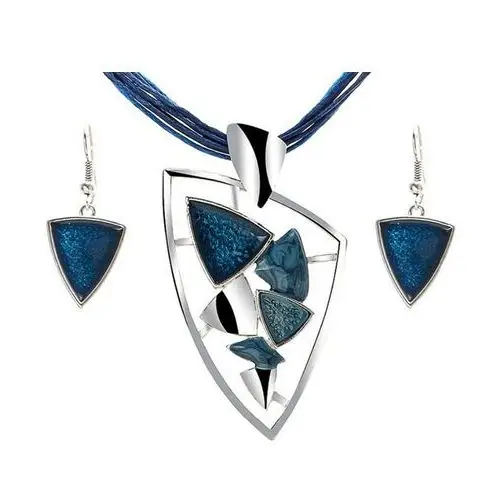 Lovrin Modny komplet biżuterii niebieskie kamienie rzemyk