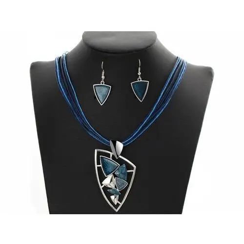 Lovrin Modny komplet biżuterii niebieskie kamienie rzemyk 5