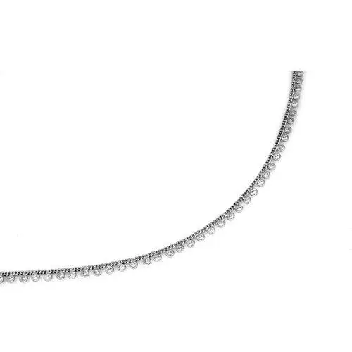 Naszyjnik srebrny łańcuszek zdobiony wiszącymi cyrkoniami