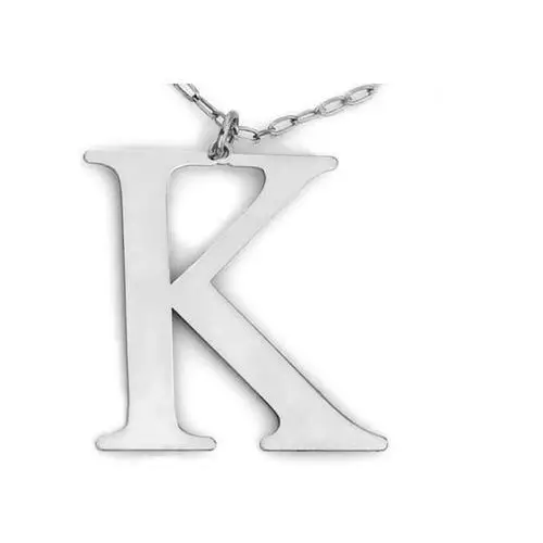 Naszyjnik srebrny z literą K, kolor szary