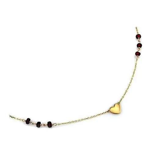 Naszyjnik złoty z sercem i rubinowymi kamieniami, NA_2139A_585