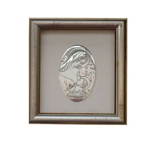 Pamiątka obraz ze srebra 925 matka boska 15x17 prezent Lovrin