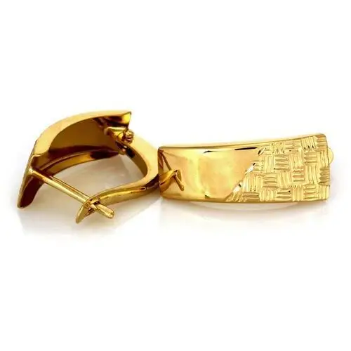 Lovrin Piękne złote 375 podłużne wąskie kolczyki frezowane 2