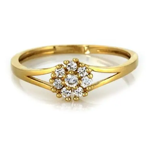 Piękny złoty pierścionek z subtelnym oczkiem z cyrkonii Lovrin 2