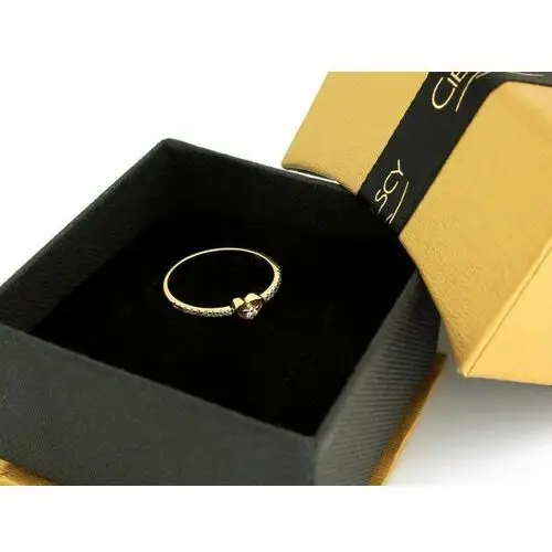 Pierścionek złoty oczko w kształcie serca z brylantem 0.13 ct, kolor żółty 5
