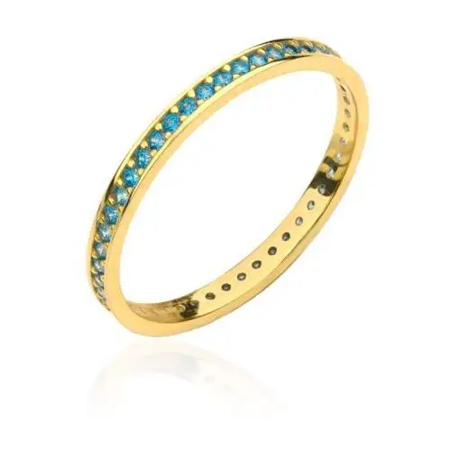 Pierścionek złoty wysadzany błękitnymi kamieniami, 8-25-P00092-2