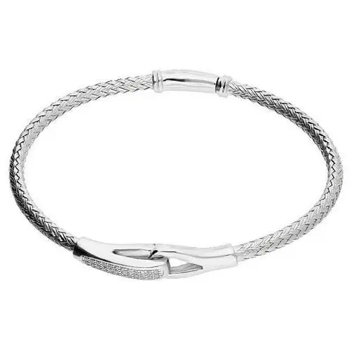 Srebrna bransoletka 925 bangle zdobiona cyrkoniami efektowna, PW506 ROD