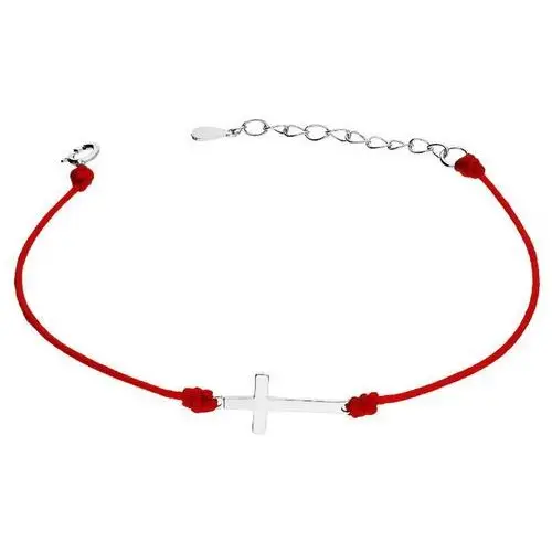 Lovrin Srebrna bransoletka 925 na czerwonym sznurku z krzyżykiem
