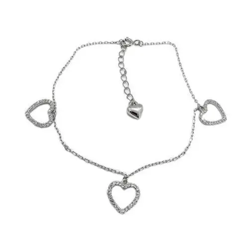 Srebrna bransoletka 925 serca z białymi cyrkoniami, PA00371 s5