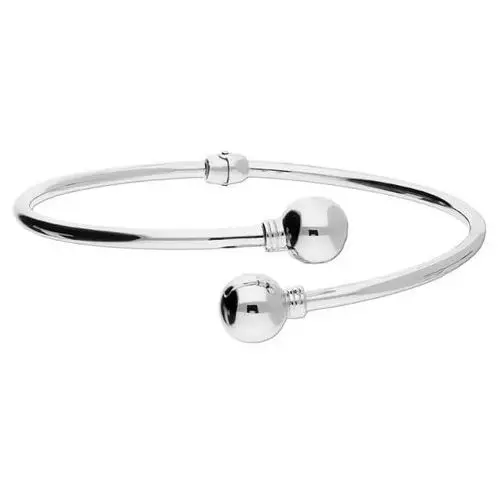 Lovrin Srebrna bransoletka 925 sztywna bangle otwarta z kuleczkami