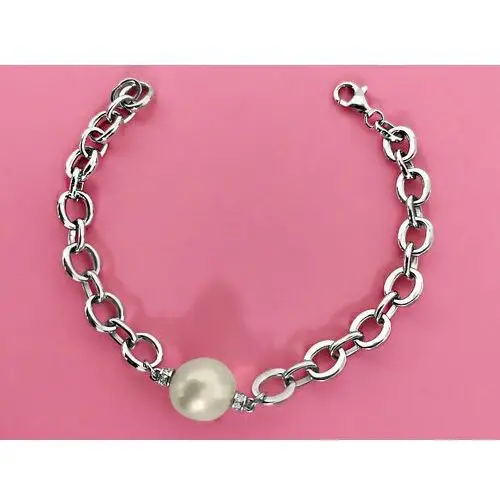 Lovrin Srebrna bransoletka 925 z białą perłą 2