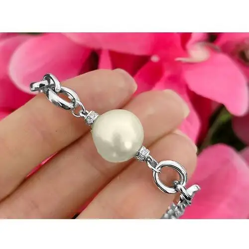 Lovrin Srebrna bransoletka 925 z białą perłą 3